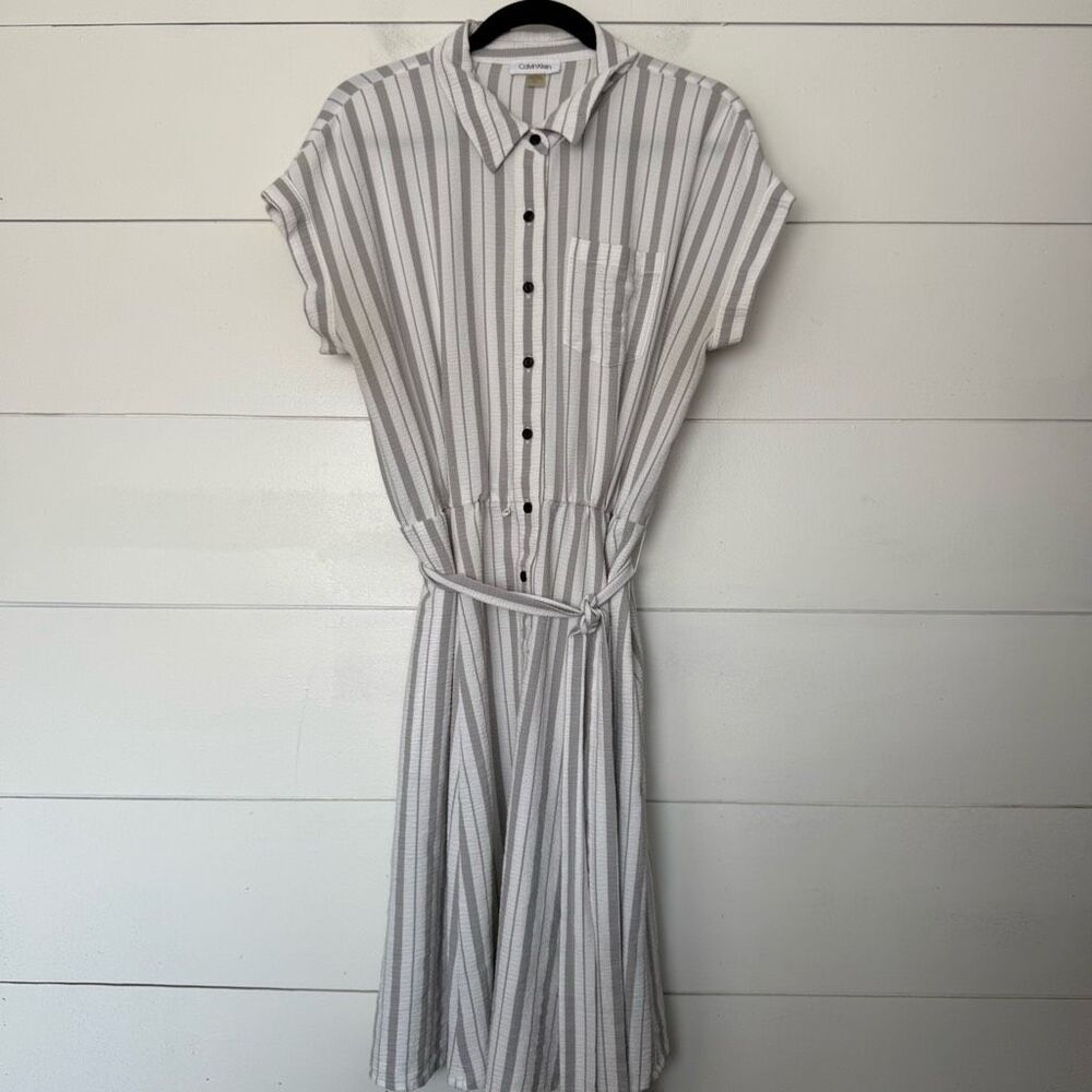 Calvin Klein Women’s 12 Gray White Shirt Dress
